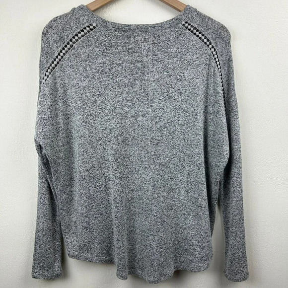 Chelsea & Violet Sweater Womens XS Gray Pullover Crochet Bohemian Boxy Ladies - Picture 3 of 13